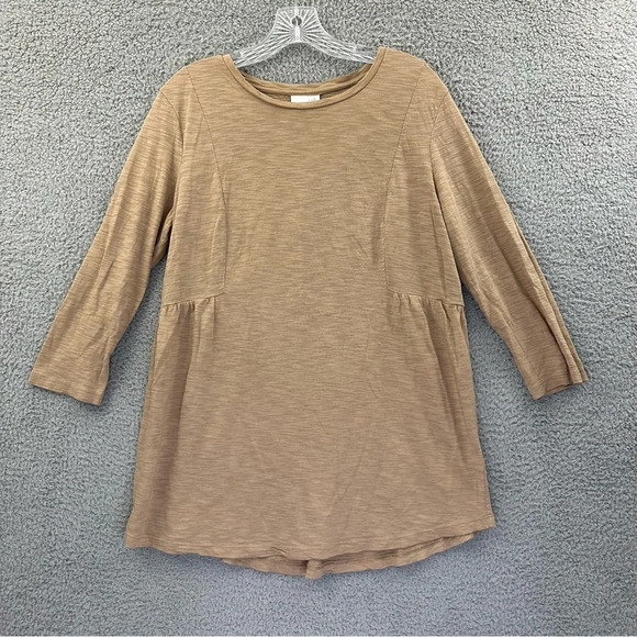 J. Jill Tops - J. Jill‎ 3/4 Sleeve Tunic Top Tan Cotton Blend Women's Medium